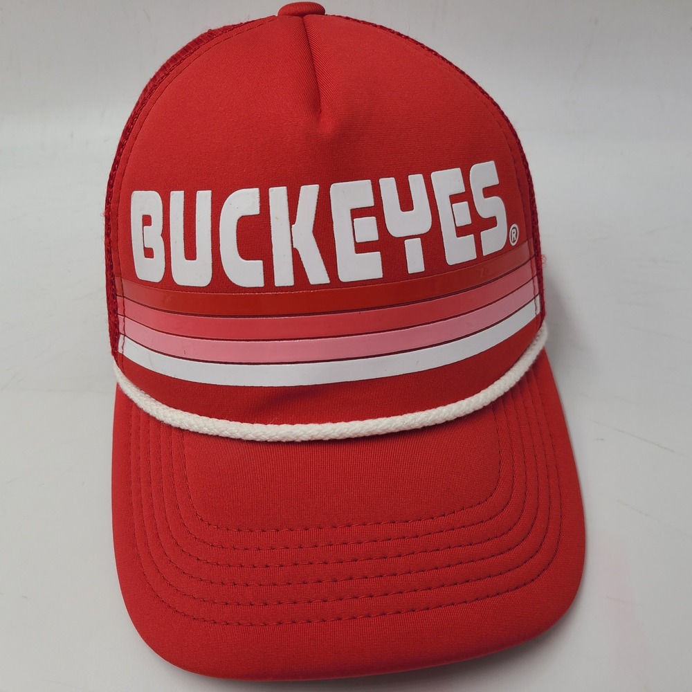 Ohio State Buckeyes Hat Snapback Trucker Mesh Red Foam‎ Rope NCAA University OSU